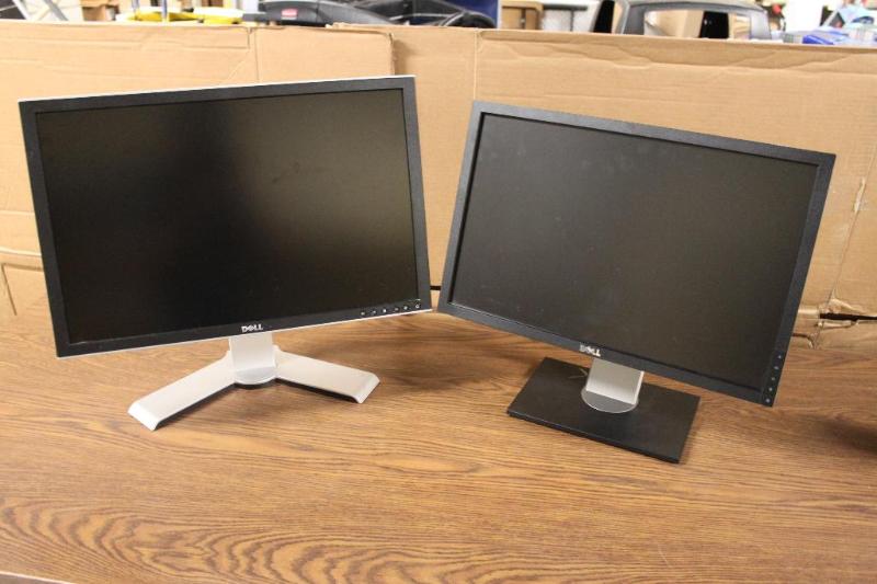 lot 35 image: (2) Dell flat-screen monitors on stands. 23.5...