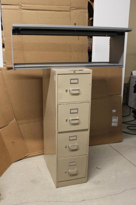 lot 64 image: Metal filing cabinet and metal top shelf fili...