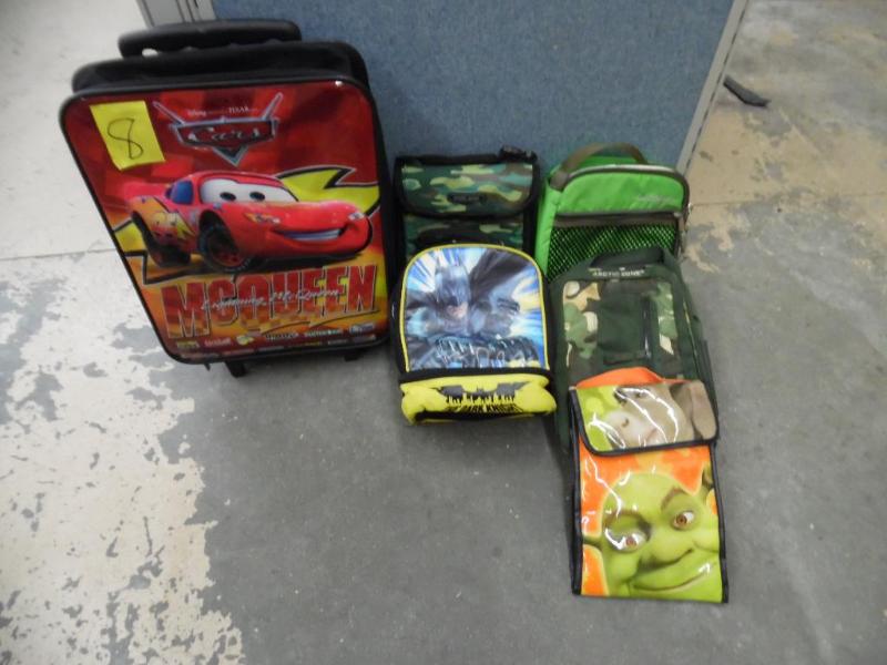 Lightening McQueen small rolling suitcase, lunchboxes