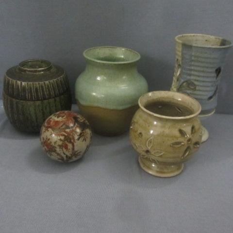 lot 32 image: Pottery Candle, Bowl, vase