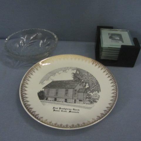 lot 35 image: Beaver Creek Plate, Candy Dish, Photo Coasters