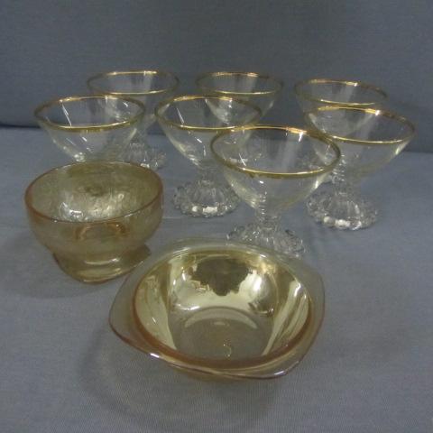 lot 40 image: Carnival Glass, Gold Rimmed Sherbets