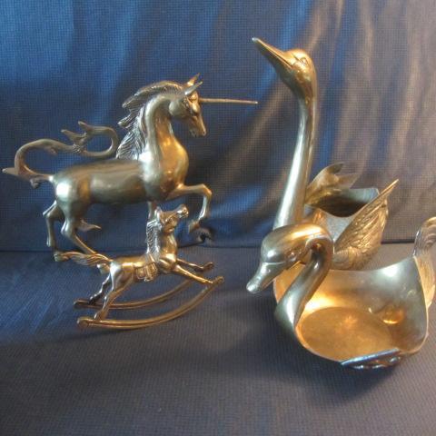 Brass Unicorn, Horse, Swans