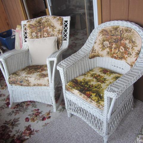Vintage Wicker Rocker & Chair