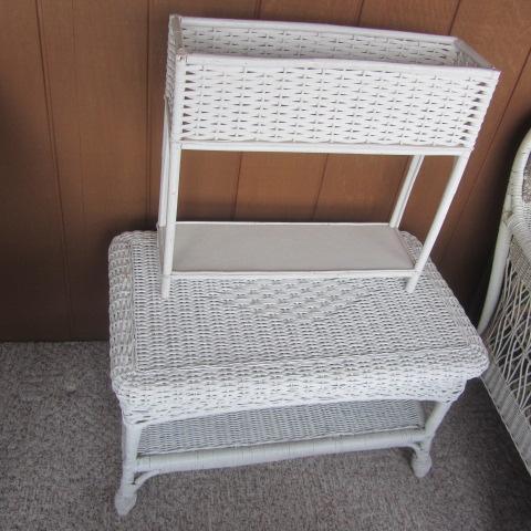 Vintage Wicker Table & Planter