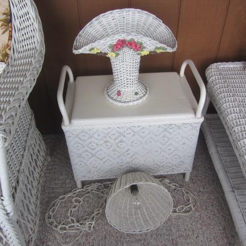 Vintage Wicker Hamper, Basket & Light