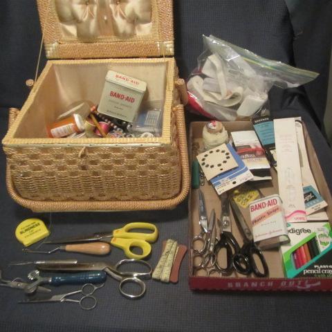 Vintage Sewing Basket & Notions