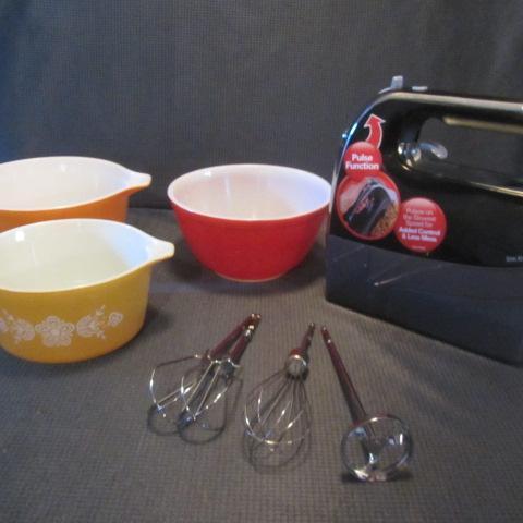 Pyrex Nesting Bowls, Hand Mixer