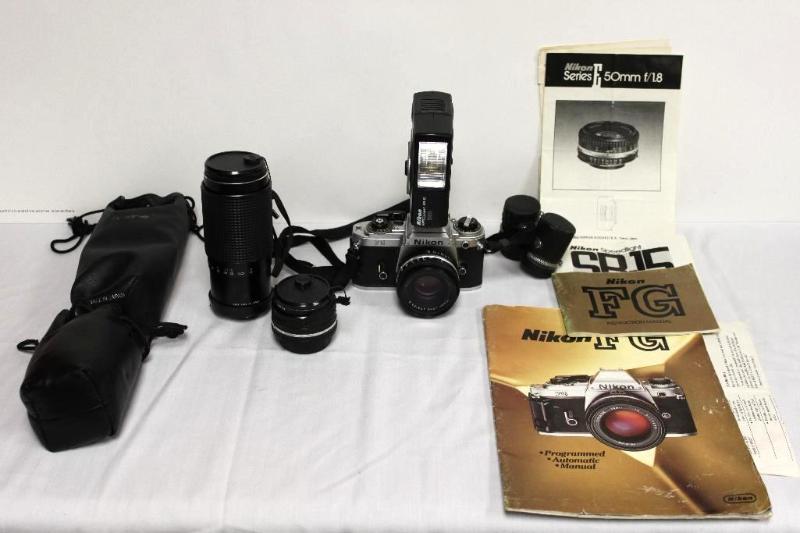 lot 17 image: Vintage Nikon FG 35mm&nbspCamera with 2 Addi...