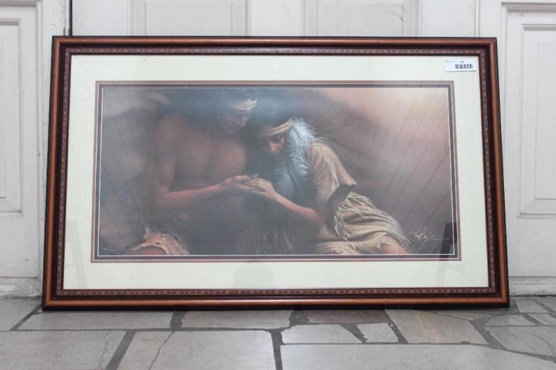 lot 24 image: Eyes of the Wild Native American Framed Print...