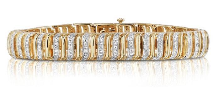 lot 2A image: 1.00 CTTW Diamond Bracelet Gold Plated- Diamo...