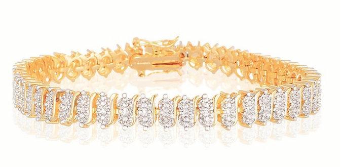 lot 2B image: Diamond Accent Tennis Bracelet in 18K Gold Pl...