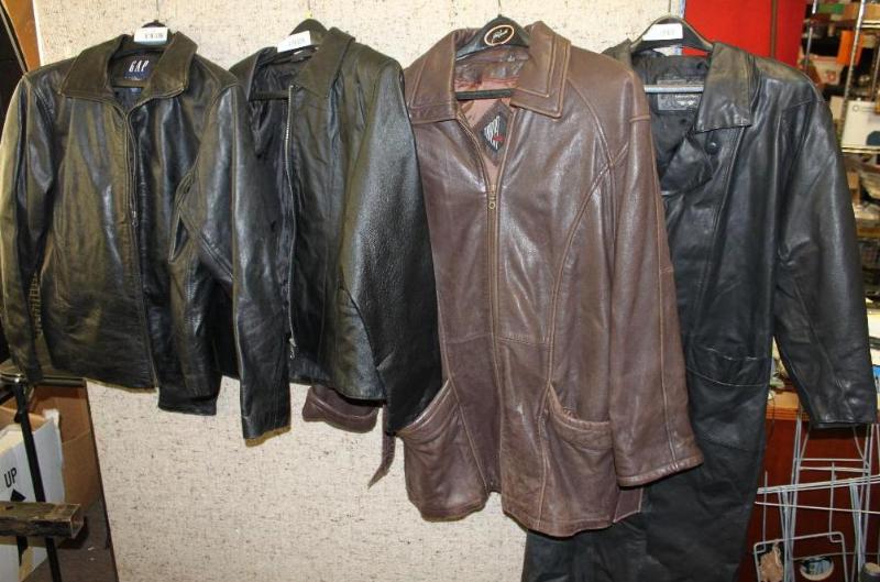 lot 50 image: 4 Leather JacketsCoats - S size Gap, XL size...