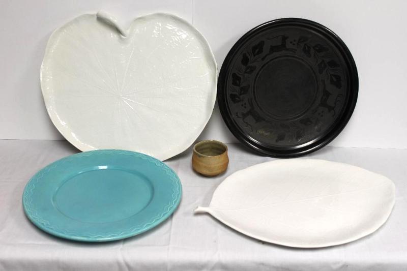 lot 74 image: Large Michael Aram Platters, Hand made black ...