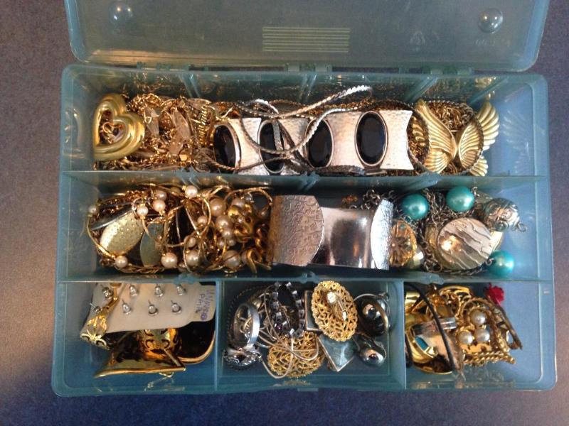 A container filled with beautiful costume jew...