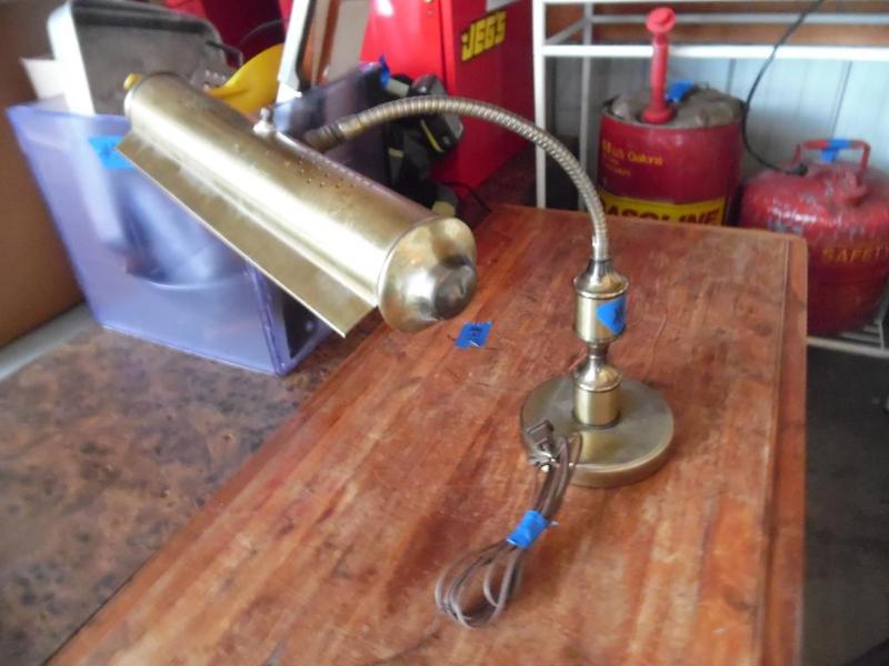 Vintage brass desk lamp, works...
