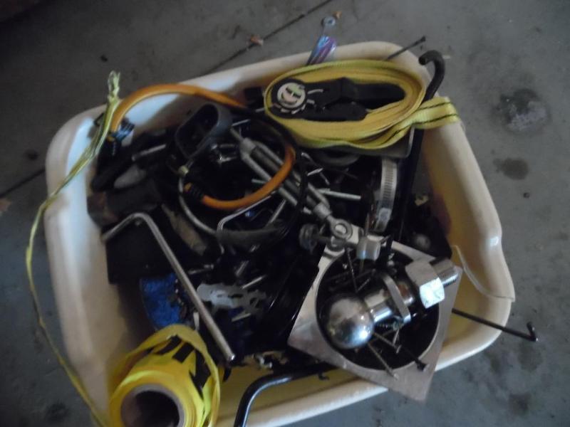 Heavy Duty ratchet strap bin of misc hardwar...