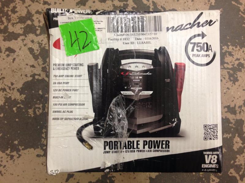 lot 42 image: Schumacher Portable Power jump box.