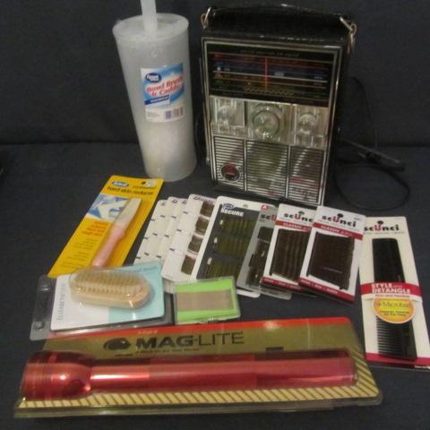 lot 137 image: Weather Radio, Mag-lite, Hair Care