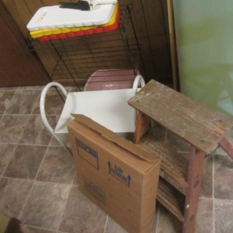 lot 199 image: Step Stool, Plant Stand, Garden Pads