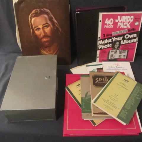 lot 243 image: Document Box, Print of Jesus, Ring Binders