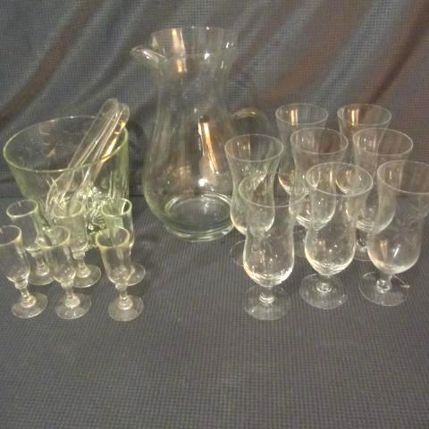 lot 53 image: Ice Bucket, Pitcher, Stemware