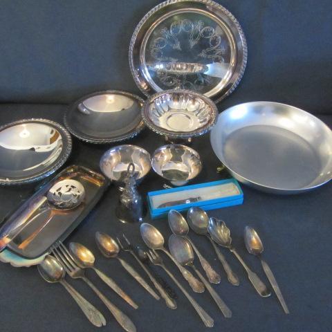 lot 89 image: Trays, Dishes, Cranberry Server, Bell