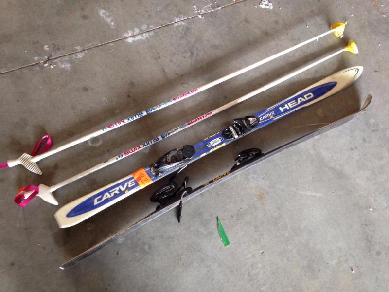 Downhill skis and poles