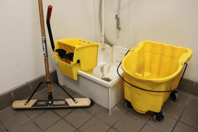 Wall mounted mop holders and commercial Rubbe...