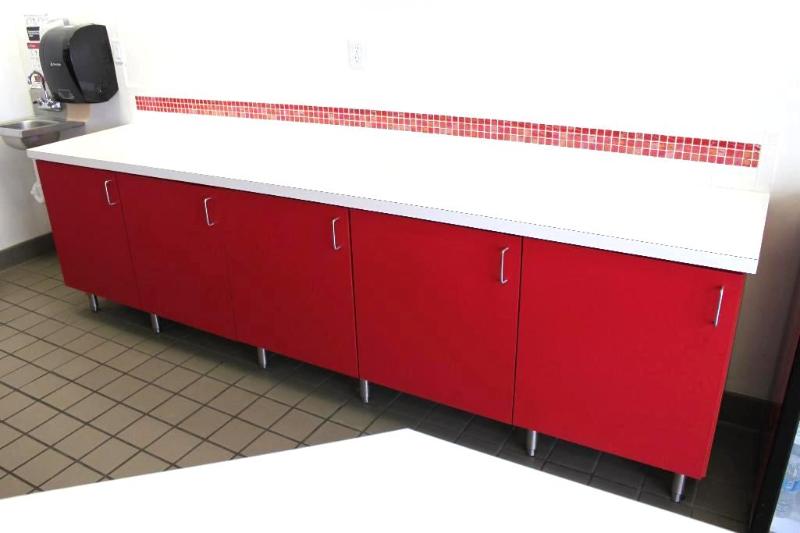 Counter with 5 doors 119x24x34 attached to wa...