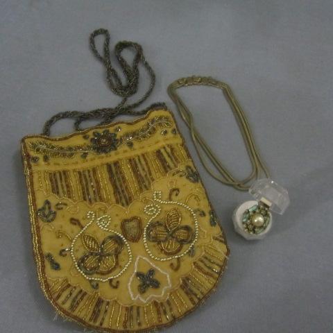 lot 281 image: Beaded Purse, Gold Chain, Cocktail Ring