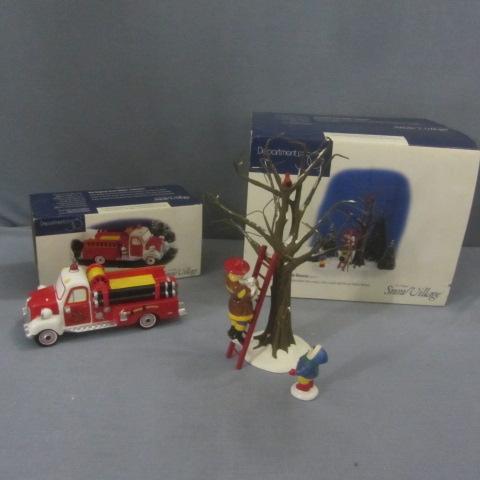 lot 305 image: Dept 56 Fire Truck, Fireman To The Rescue