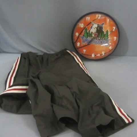 lot 323 image: MN Wolves Clock, Athletic Pants