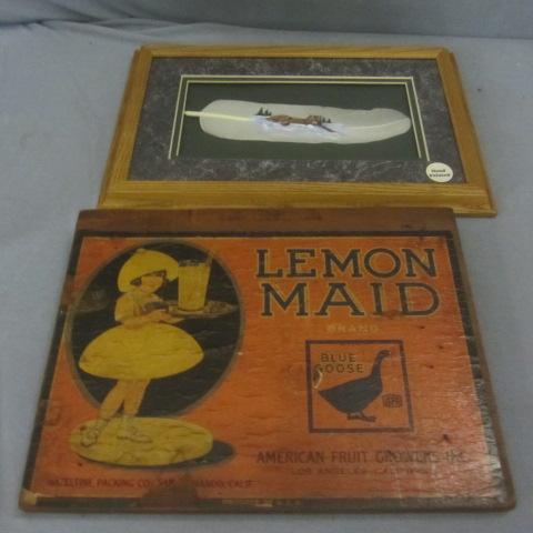 lot 337 image: Lemon Fruit Crate End, Painted Feather