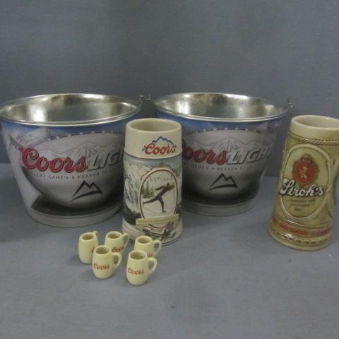 lot 63 image: Coors, Strohs Steins