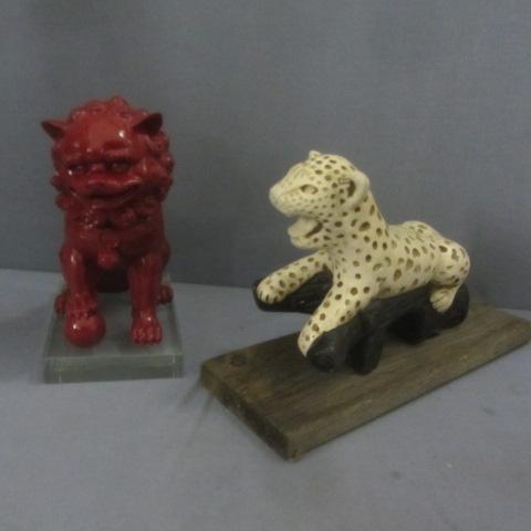 lot 73 image: Chinese Lion, Spotted Panther - Figures