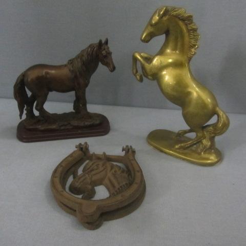 lot 86 image: Brass, Cast Iron, Wood Horses