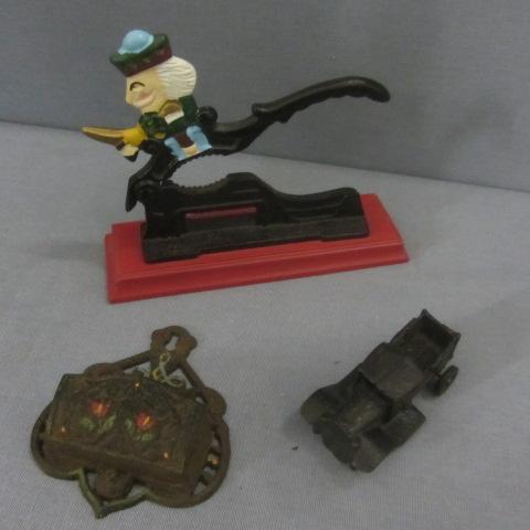lot 93 image: Cast Iron Match Safe, Nut Cracker,  Model T