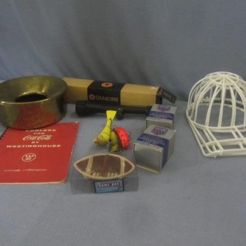 lot 118 image: Brass Spittoon, Fishing Lures, Coke
