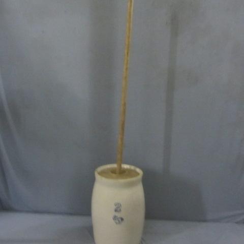 lot 2 image: Vintage Crockery Butter Churn