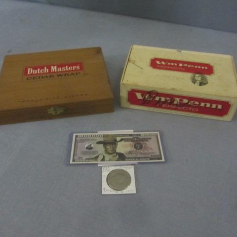 lot 7 image: Wild Bill Coin, John Wayne Bill, Cigar Boxes
