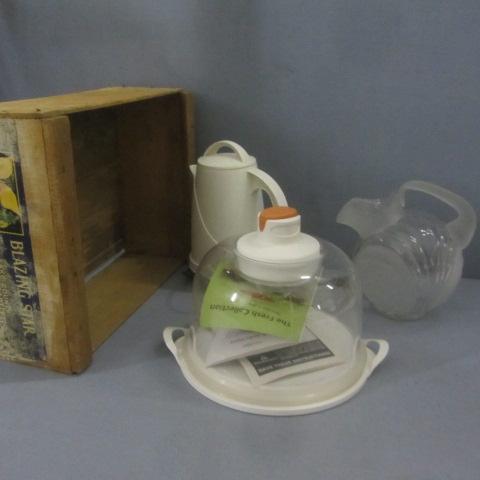 lot 85 image: Wood Fruit Crate, Small Appliances
