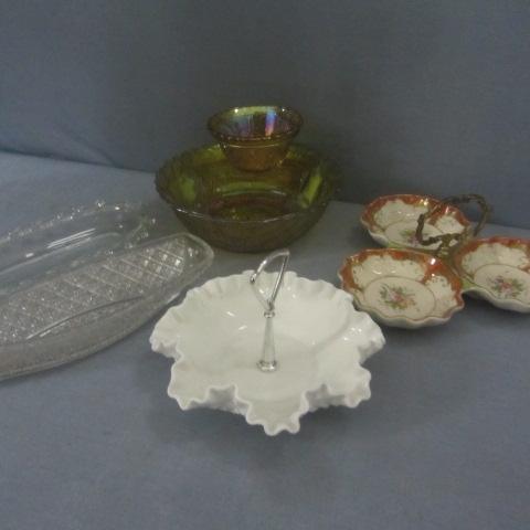 lot 9 image: Chip & Dip, Candy Dishes, Milk Glass