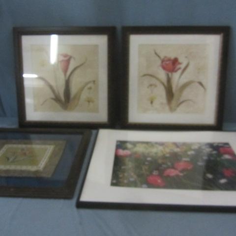 lot 91 image: Framed Flower Prints