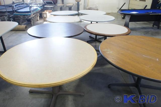 lot 53 image: Lot of (8) Round Tables  Various S...