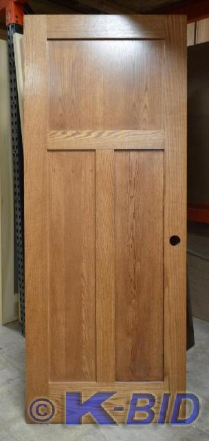 lot 47 image: 32 Oak door slab 3-panel  Sol...