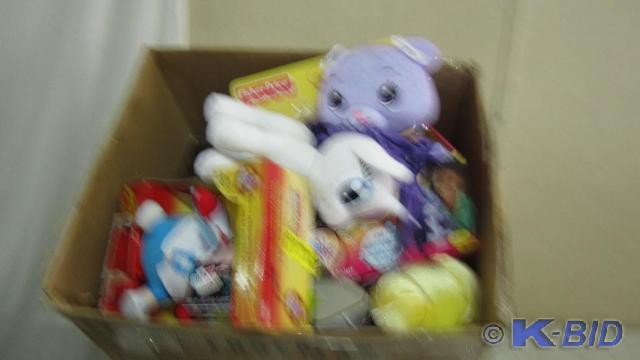 Box of stuffed animals