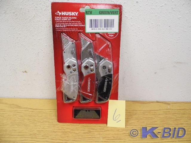 lot 6 image: Husky 3 Pack T-Lock Folding Utility...
