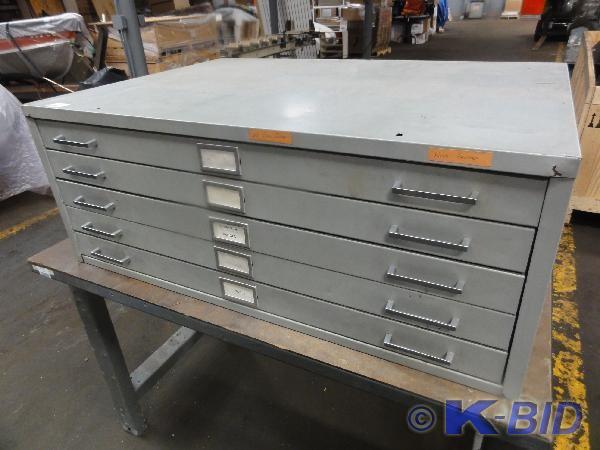 lot 223 image: 5-Drawer Blue Print File Cabinet In...