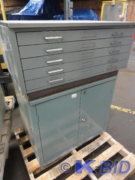 lot 224 image: Mayline 5-Drawer Blue Print File Ca...